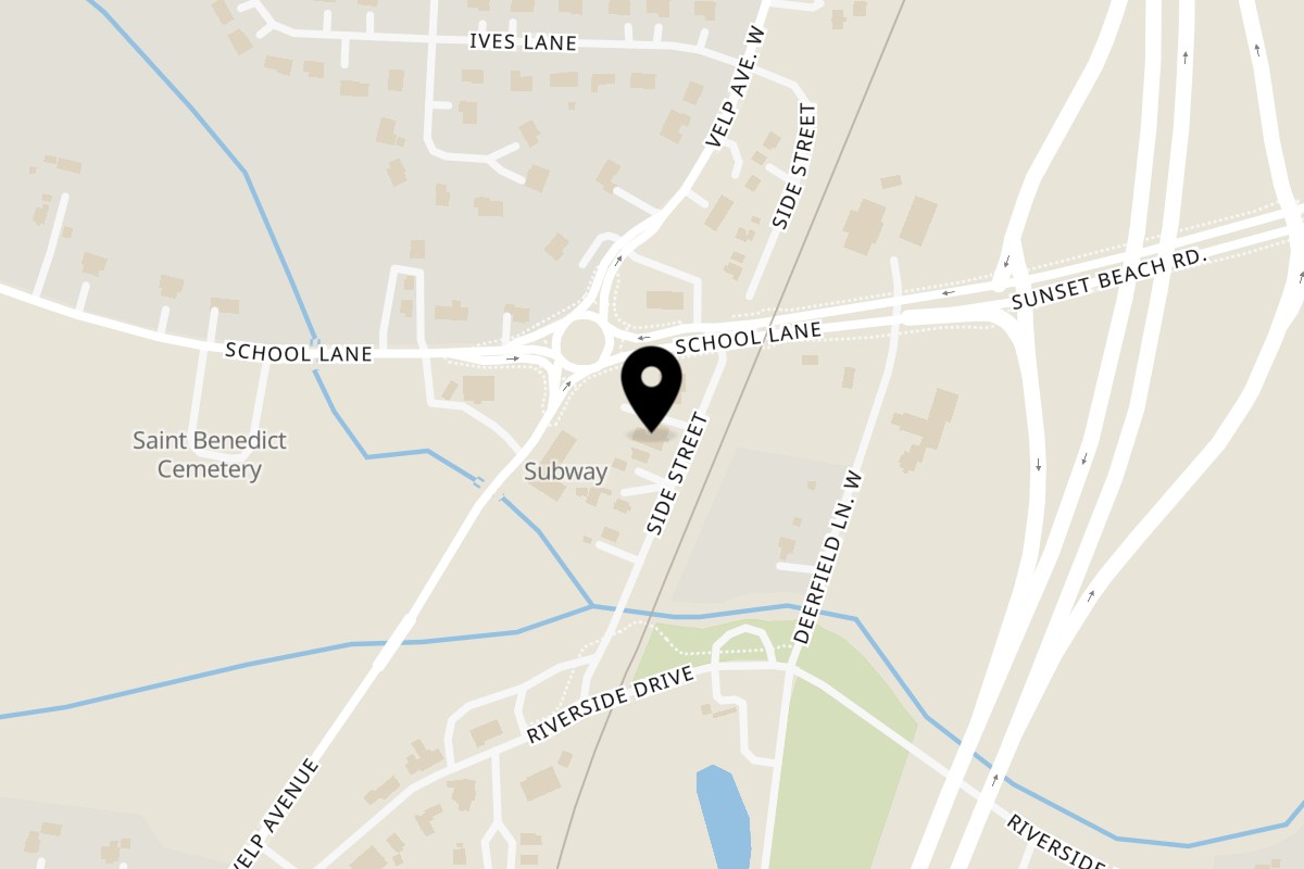 Map showing the location of Shoots Bar & Grill on 3375 Side St in Suamico
